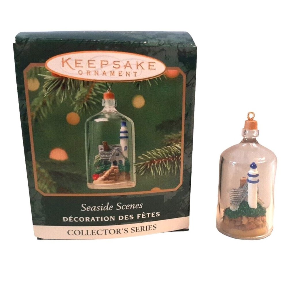 Lighthouse in Bottle Ornament Mini 2001 Seaside Scenes Hallmark Christmas Tree